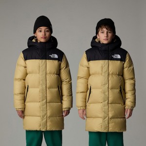Kids' The North Face Nuptse Long Parka Khaki | NF0A28U3U