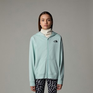 Kids' The North Face Oversized Light Full-Zip Hoodie Jackets Turquoise | NF0A50T1P