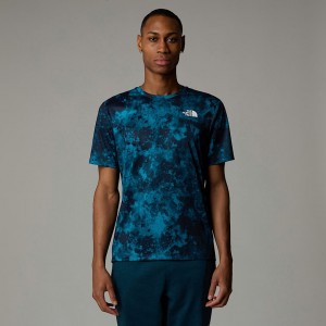 Men The North Face 247 Printed T Shirts Navy | NF0A77G5T