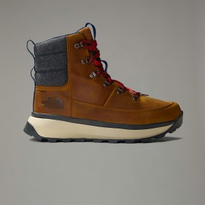Men The North Face Bergen Leather Waterproof Snow Boots Brown | NF0A62A9P