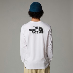 Men The North Face Easy Long-Sleeve T Shirts White | NF0A20M7S