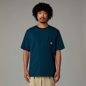 Men The North Face Heritage Pocket T Shirts Navy | NF0A37S1U