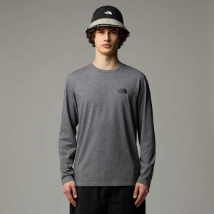 Men The North Face Long-Sleeve Simple Dome T Shirts Grey | NF0A31D0B