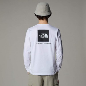 Men The North Face Redbox Long-Sleeve T Shirts White | NF0A96R7N