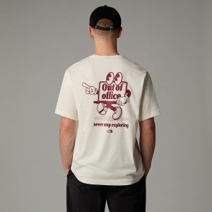 Men The North Face Relaxed Cartoon T Shirts White | NF0A21K8I