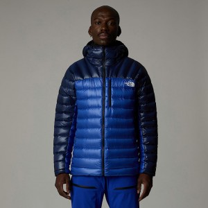 Men The North Face Summit Breithorn Hooded Down Jackets Blue | NF0A48E1P