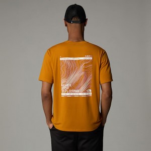 Men The North Face Topographic Foundation T Shirts Orange | NF0A47L8U