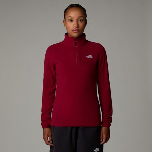 Women The North Face 100 Glacier 1/4 Zip Fleece Pullover Red | NF0A46Y6S