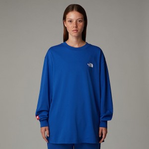 Women The North Face AXYS Long-Sleeve T Shirts Blue | NF0A32M9D