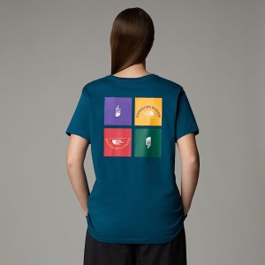 Women The North Face Anniversary T Shirts Navy | NF0A55U1X