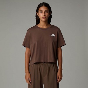 Women The North Face Cropped Simple Dome T Shirts Brown | NF0A68W6H