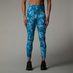 Women The North Face Flex High Rise 7/8 Printed Leggings Blue | NF0A20V7T