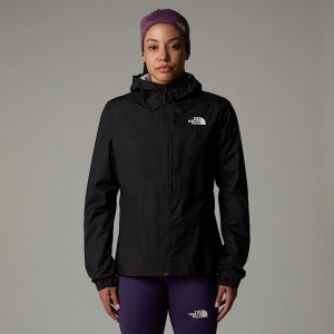 Women The North Face Higher Run Rain Jackets Black | NF0A72A8T
