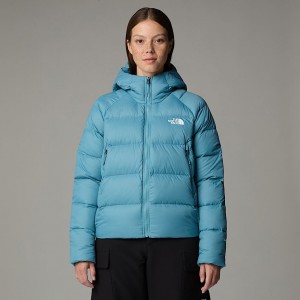 Women The North Face Hyalite Down Hooded Jackets Blue | NF0A01A4P