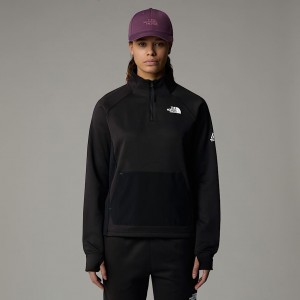 Women The North Face Mountain Athletics 1/4 Zip Fleece Pullover Black | NF0A91D0W