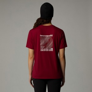 Women The North Face Topographic Foundation T Shirts Red | NF0A45K7M