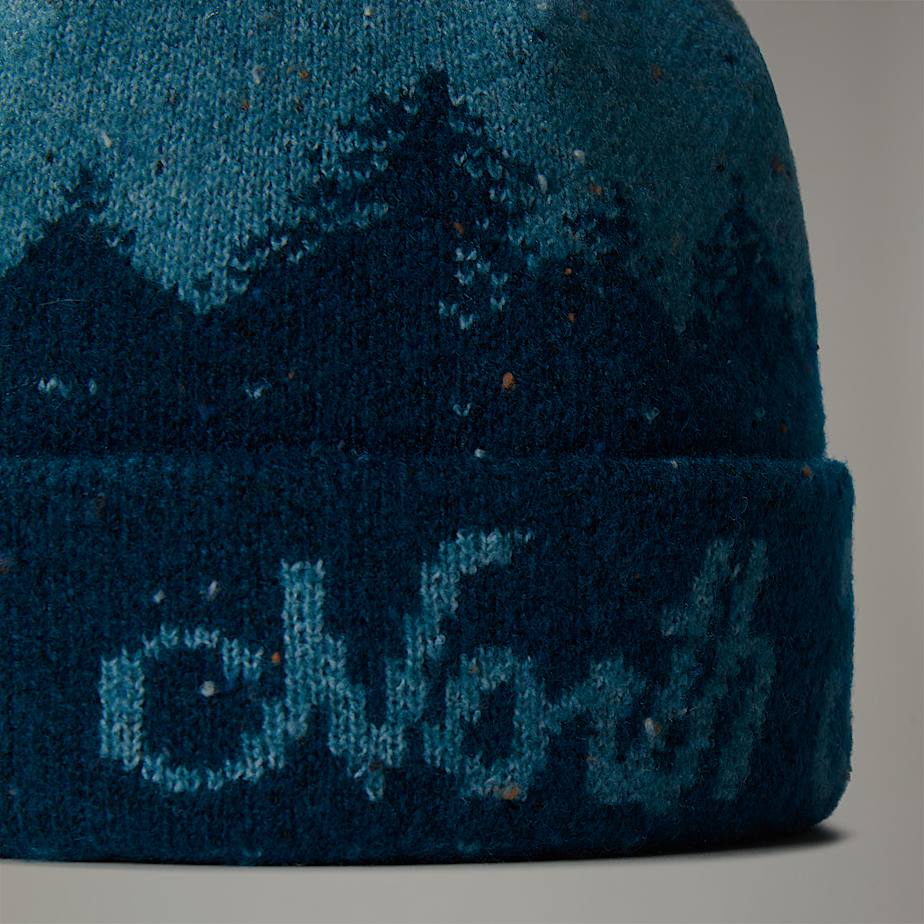 Men The North Face Cabin Mountainscape Beanie Blue | NF0A62X7C
