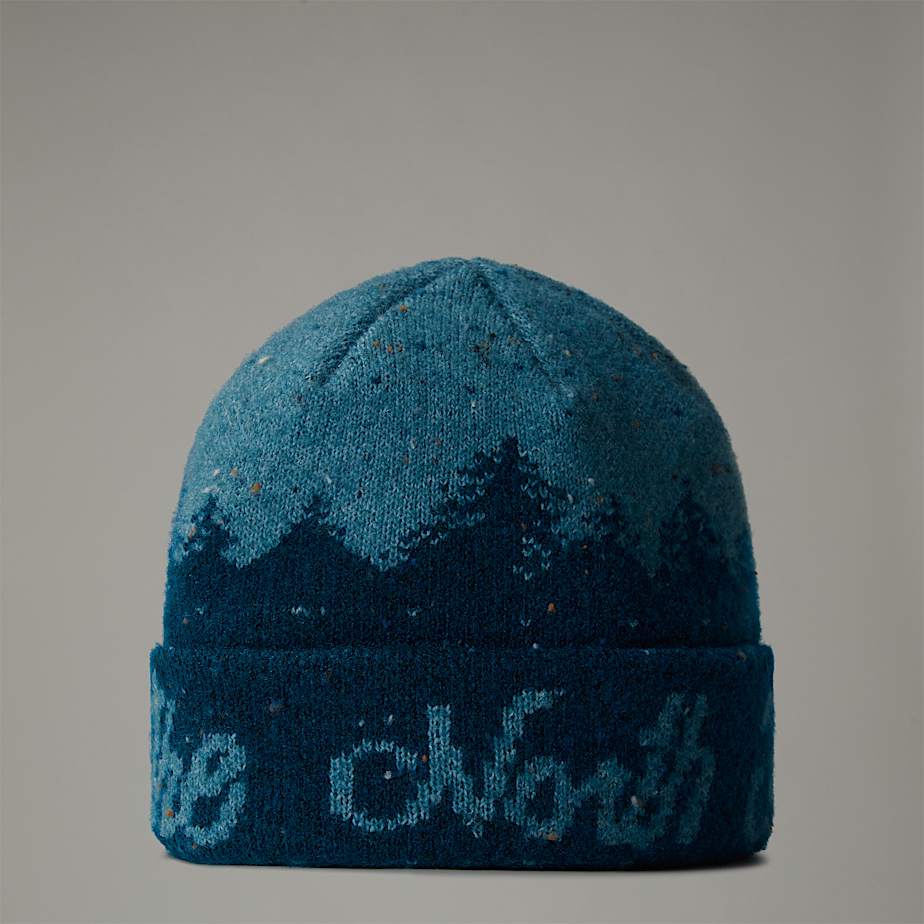 Men The North Face Cabin Mountainscape Beanie Blue | NF0A62X7C