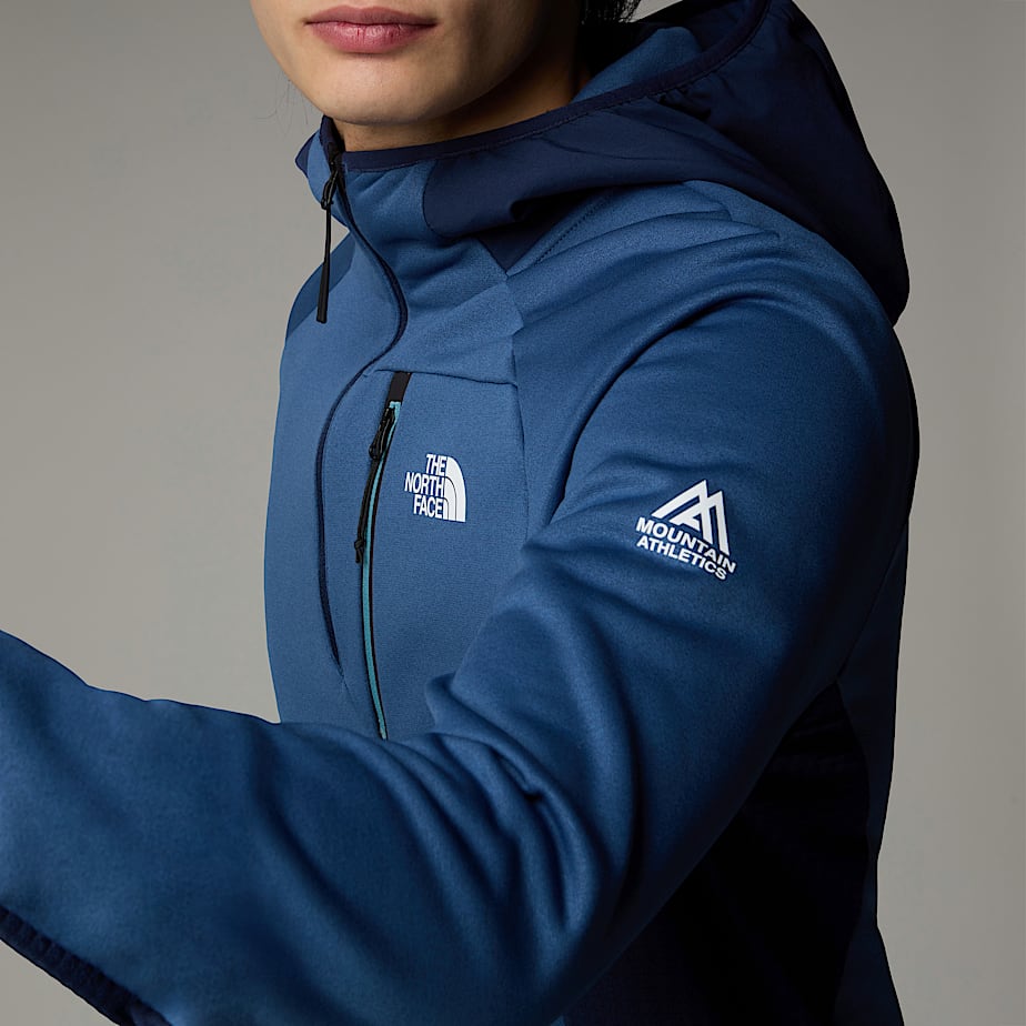Men The North Face Mountain Athletics 1/4 Zip Hooded Fleece Pullover Blue | NF0A33X0V