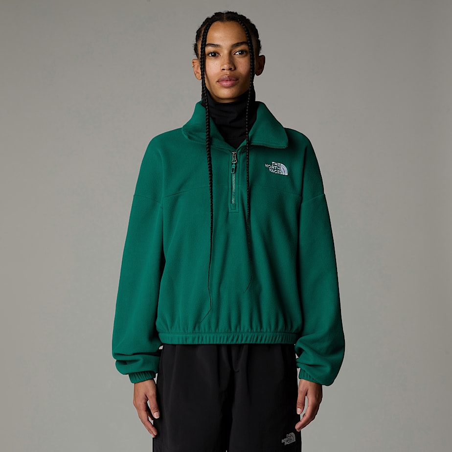 Women The North Face 100 Glacier 1/2 Zip Fleece Pullover Green | NF0A13N3Q