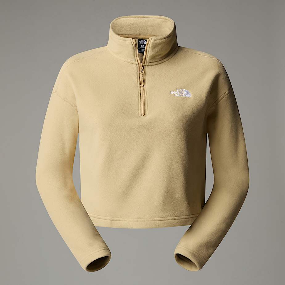 Women The North Face 100 Glacier Cropped 1/4 Zip Fleece Pullover Khaki | NF0A80P1Z