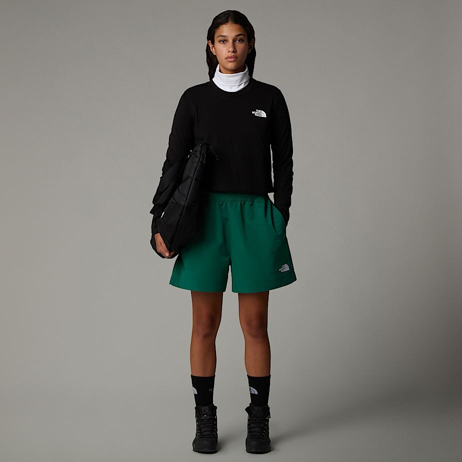 Women The North Face Cropped Long-Sleeve Simple Dome T Shirts Black | NF0A35Z3M