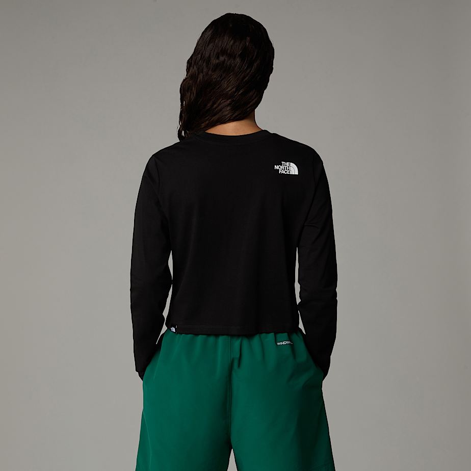 Women The North Face Cropped Long-Sleeve Simple Dome T Shirts Black | NF0A35Z3M