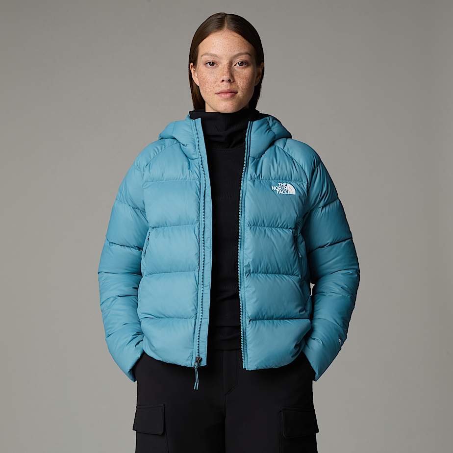 Women The North Face Hyalite Down Hooded Jackets Blue | NF0A01A4P