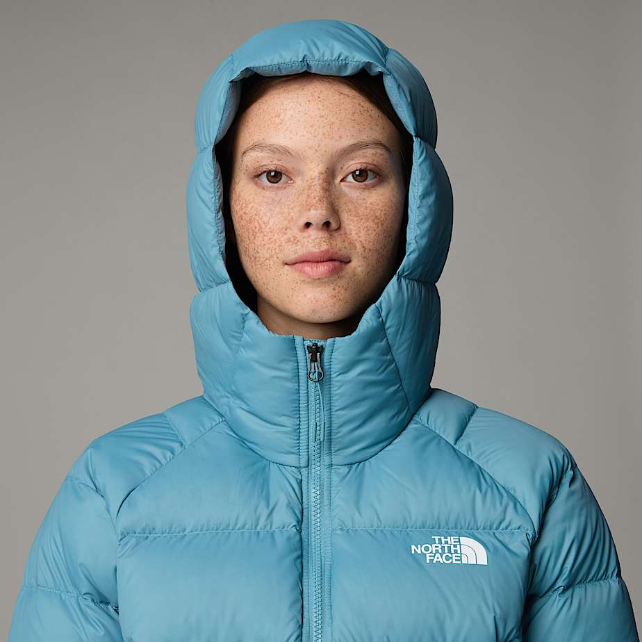 Women The North Face Hyalite Down Hooded Jackets Blue | NF0A01A4P