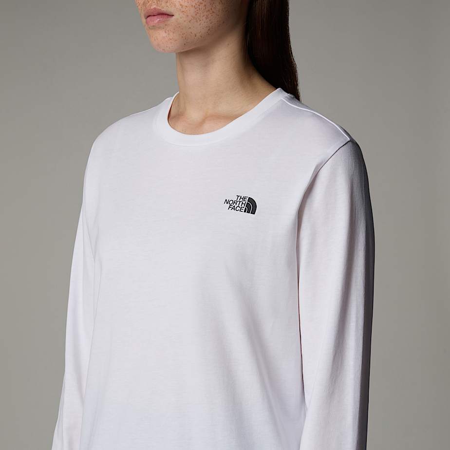 Women The North Face Long-Sleeve Simple Dome T Shirts White | NF0A76X4A