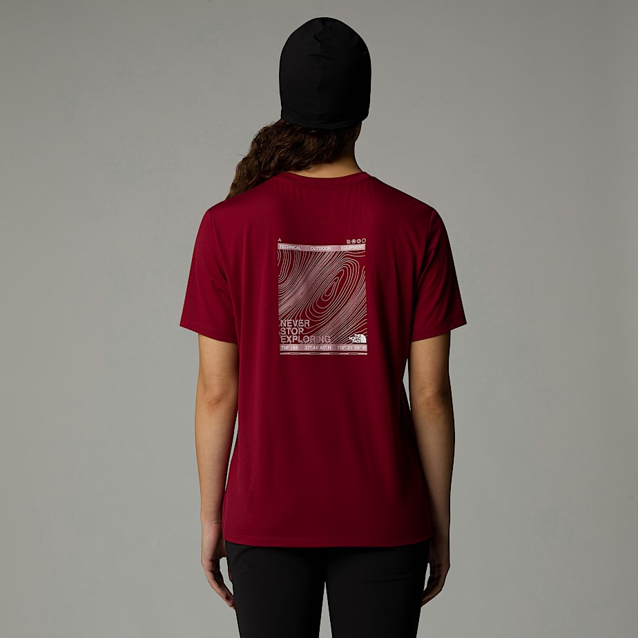 Women The North Face Topographic Foundation T Shirts Red | NF0A45K7M